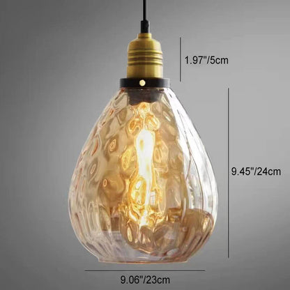 Nordic Vintage Amber Water Pattern Glass Dome 1-Light Pendant Light