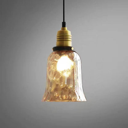 Nordic Vintage Amber Water Pattern Glass Dome 1-Light Pendant Light