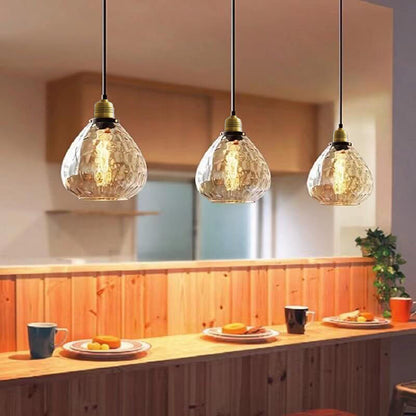 Nordic Vintage Amber Water Pattern Glass Dome 1-Light Pendant Light