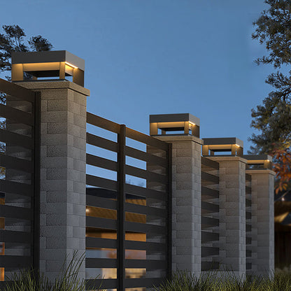 Modern Minimalist Square Geometric Stainless Steel LED Outdoor Waterproof Pillar Light Landscape Light For Garden
