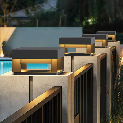Modern Minimalist Square Geometric Stainless Steel LED Outdoor Waterproof Pillar Light Landscape Light For Garden
