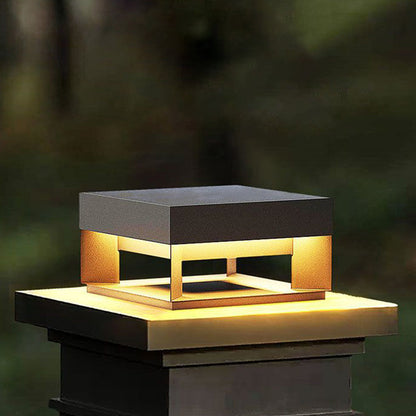 Modern Minimalist Square Geometric Stainless Steel LED Outdoor Waterproof Pillar Light Landscape Light For Garden