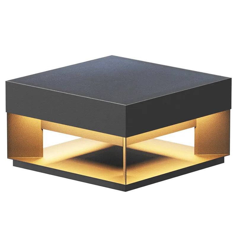 Modern Minimalist Square Geometric Stainless Steel LED Outdoor Waterproof Pillar Light Landscape Light For Garden