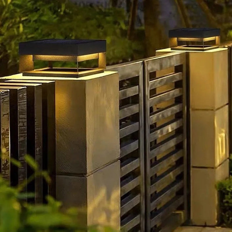 Modern Minimalist Square Geometric Stainless Steel LED Outdoor Waterproof Pillar Light Landscape Light For Garden