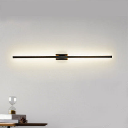 Modern Minimalist Long Strip Square Pole Aluminum Iron LED Vanity Light Mirror Front Wall Sconce Lamp For Living Room
