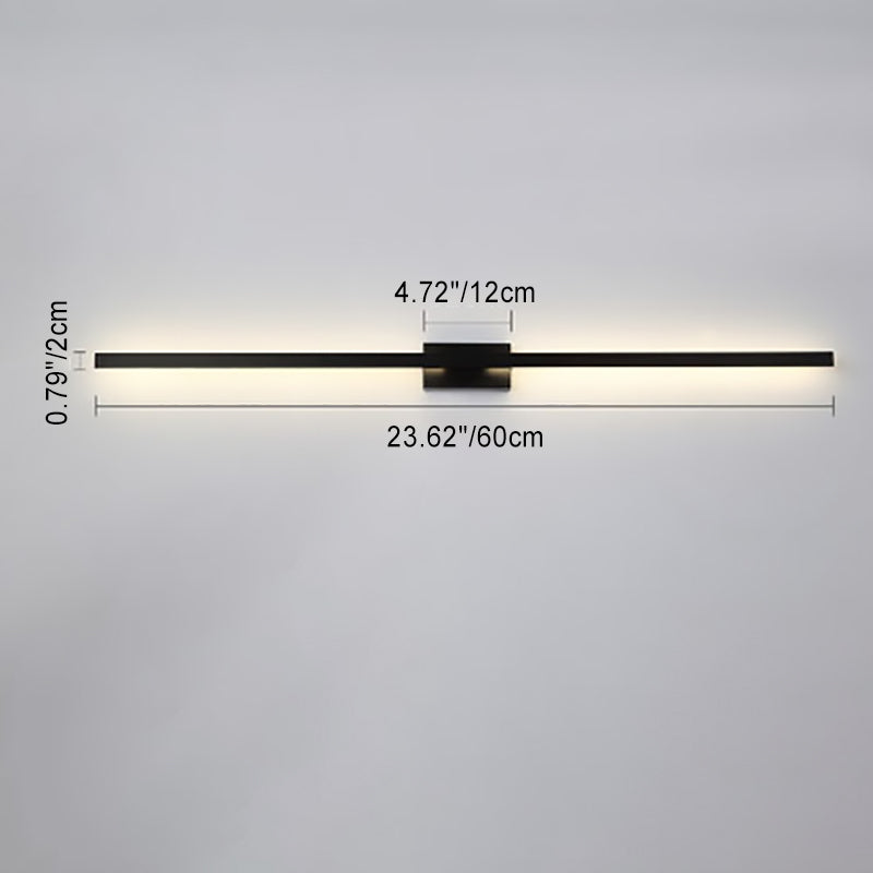 Modern Minimalist Long Strip Square Pole Aluminum Iron LED Vanity Light Mirror Front Wall Sconce Lamp For Living Room