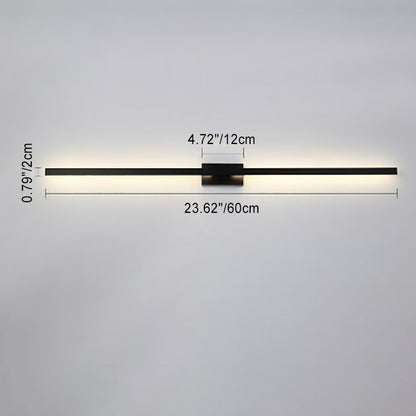 Modern Minimalist Long Strip Square Pole Aluminum Iron LED Vanity Light Mirror Front Wall Sconce Lamp For Living Room