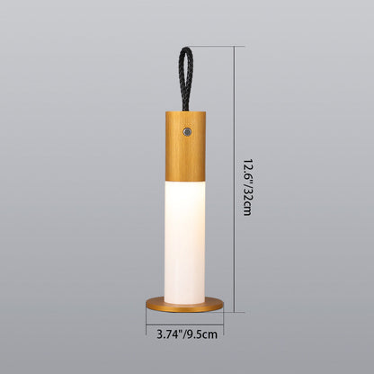 Modern Minimalist Portable Carrying Cord Cylinder Aluminum Acrylic LED Table Lamp For Bedroom