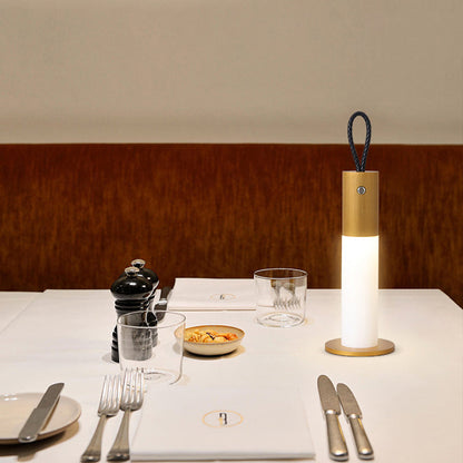 Modern Minimalist Portable Carrying Cord Cylinder Aluminum Acrylic LED Table Lamp For Bedroom