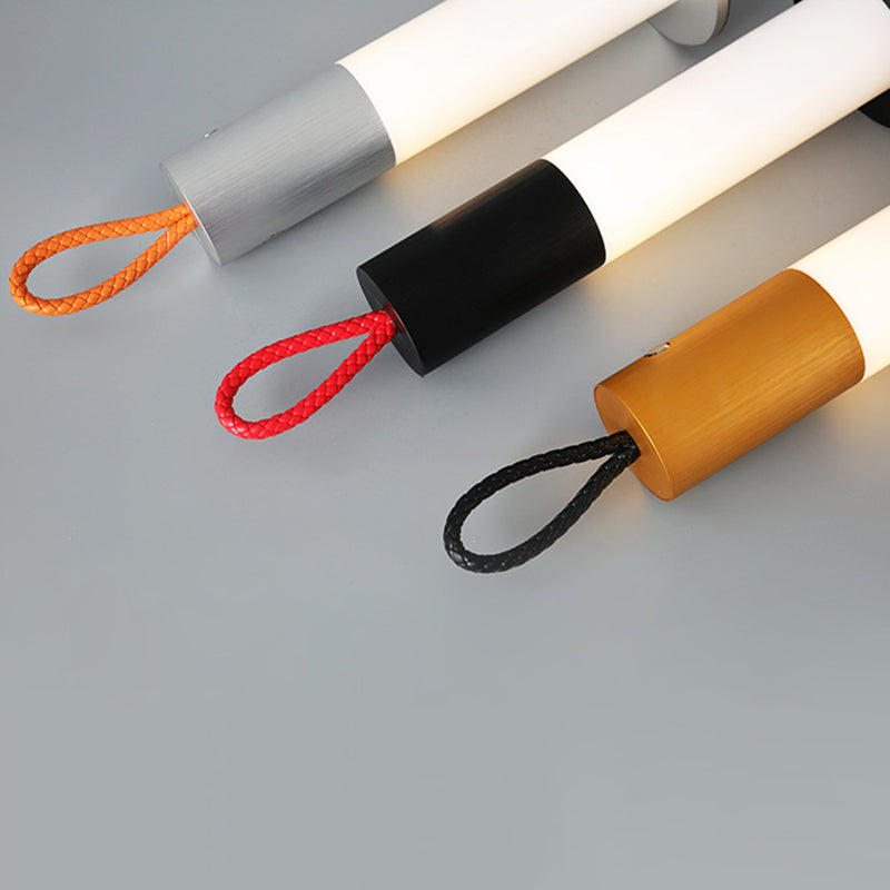 Modern Minimalist Portable Carrying Cord Cylinder Aluminum Acrylic LED Table Lamp For Bedroom