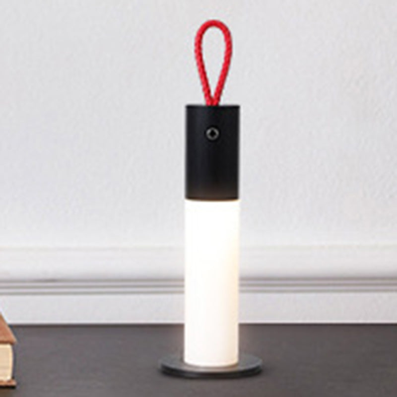 Modern Minimalist Portable Carrying Cord Cylinder Aluminum Acrylic LED Table Lamp For Bedroom