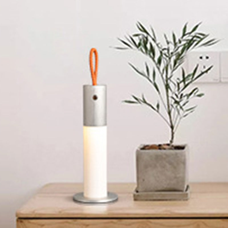 Modern Minimalist Portable Carrying Cord Cylinder Aluminum Acrylic LED Table Lamp For Bedroom