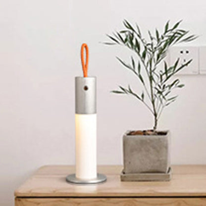Modern Minimalist Portable Carrying Cord Cylinder Aluminum Acrylic LED Table Lamp For Bedroom