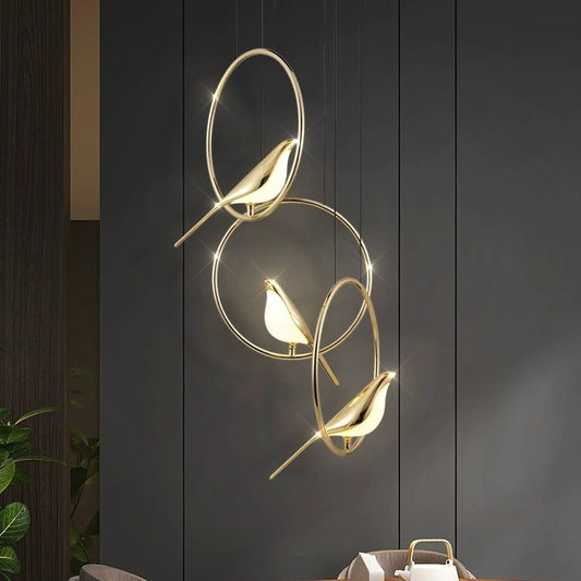 ثريا LED مصنوعة من سبائك الزنك والأكريليك بتصميم دائري على شكل ماجباي بتصميم آرت ديكو لغرفة النوم 