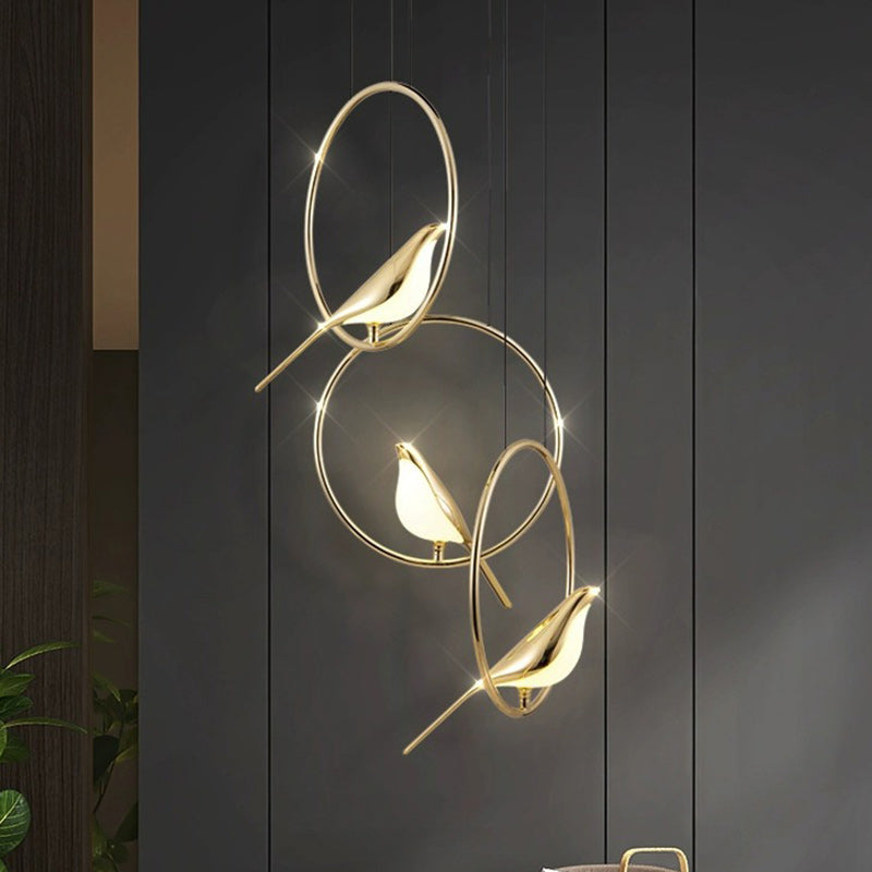 ثريا LED مصنوعة من سبائك الزنك والأكريليك بتصميم دائري على شكل ماجباي بتصميم آرت ديكو لغرفة النوم 
