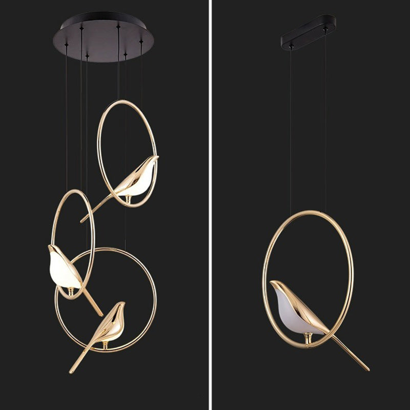 ثريا LED مصنوعة من سبائك الزنك والأكريليك بتصميم دائري على شكل ماجباي بتصميم آرت ديكو لغرفة النوم 