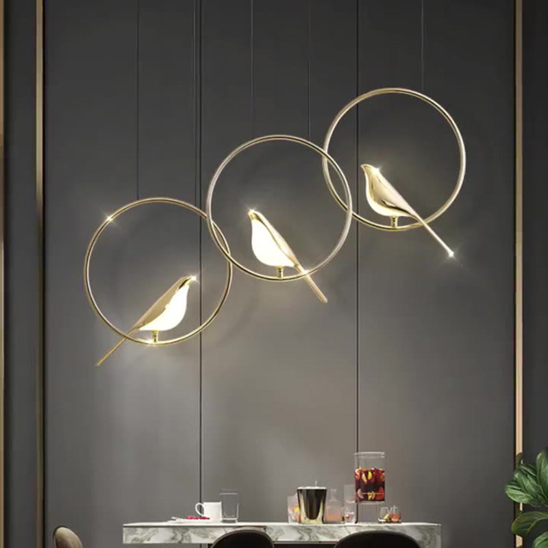 ثريا LED مصنوعة من سبائك الزنك والأكريليك بتصميم دائري على شكل ماجباي بتصميم آرت ديكو لغرفة النوم 