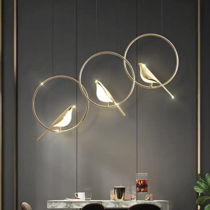 ثريا LED مصنوعة من سبائك الزنك والأكريليك بتصميم دائري على شكل ماجباي بتصميم آرت ديكو لغرفة النوم 