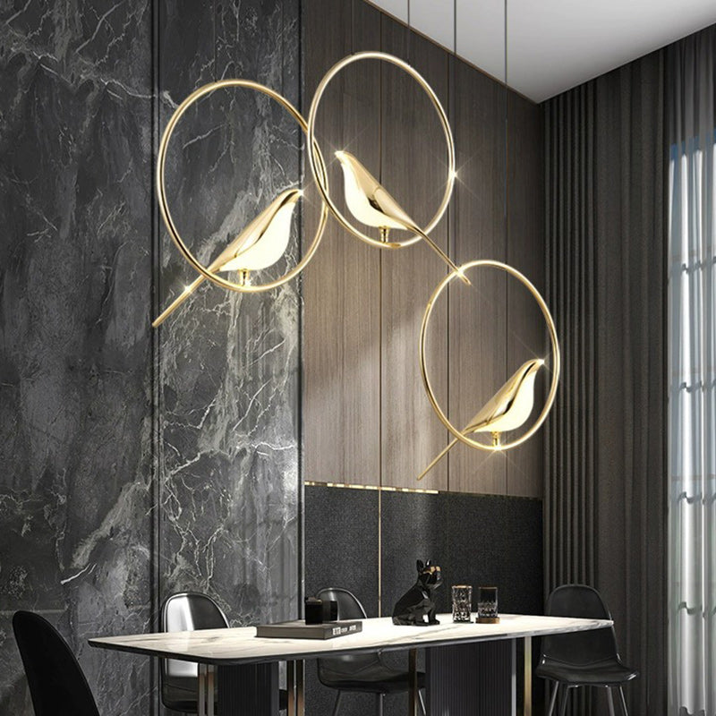 ثريا LED مصنوعة من سبائك الزنك والأكريليك بتصميم دائري على شكل ماجباي بتصميم آرت ديكو لغرفة النوم 