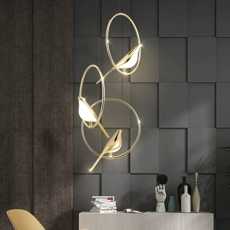 ثريا LED مصنوعة من سبائك الزنك والأكريليك بتصميم دائري على شكل ماجباي بتصميم آرت ديكو لغرفة النوم 