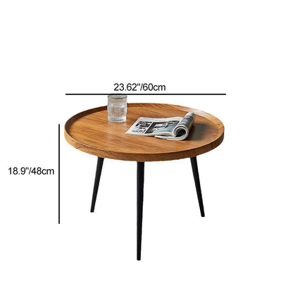 Modern Minimalist Medium-Density Fiberboard & Metal Round Coffee Table For Bedroom & Living Room