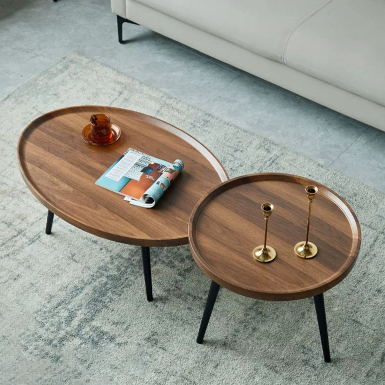 Modern Minimalist Medium-Density Fiberboard & Metal Round Coffee Table For Bedroom & Living Room