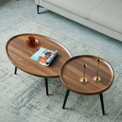 Modern Minimalist Medium-Density Fiberboard & Metal Round Coffee Table For Bedroom & Living Room