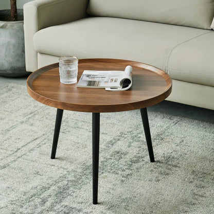 Modern Minimalist Medium-Density Fiberboard & Metal Round Coffee Table For Bedroom & Living Room
