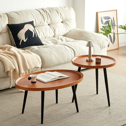 Modern Minimalist Medium-Density Fiberboard & Metal Round Coffee Table For Bedroom & Living Room