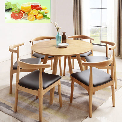 Modern Minimalist Solid Wood Round Dining Table For 4-6 Seats Dining Room
