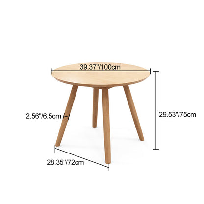Modern Minimalist Solid Wood Round Dining Table For 4-6 Seats Dining Room