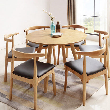 Modern Minimalist Solid Wood Round Dining Table For 4-6 Seats Dining Room