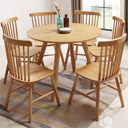 Modern Minimalist Solid Wood Round Dining Table For 4-6 Seats Dining Room