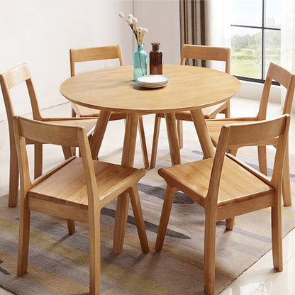 Modern Minimalist Solid Wood Round Dining Table For 4-6 Seats Dining Room