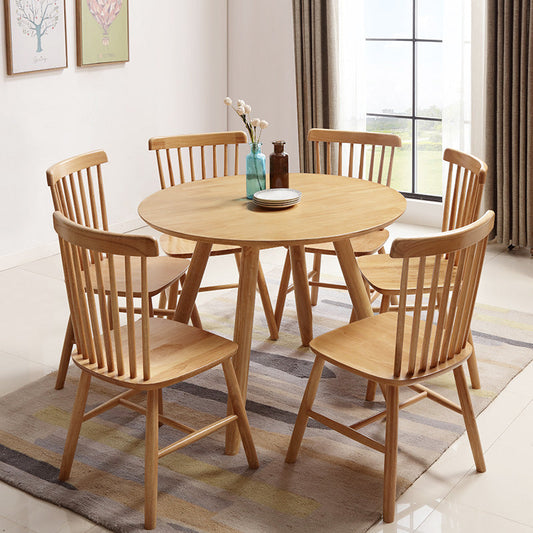 Modern Minimalist Solid Wood Round Dining Table For 4-6 Seats Dining Room