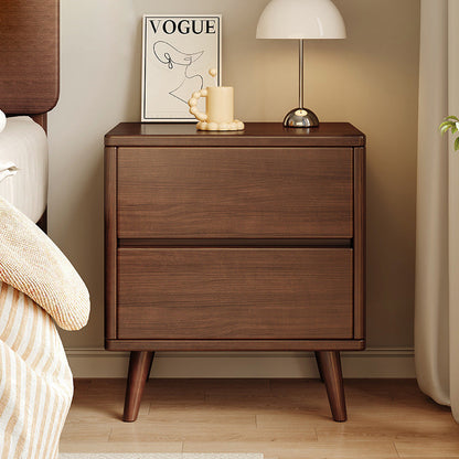 Modern Minimalist Solid Wood Rectangular Nightstand With 2/3 Drawers For Bedroom