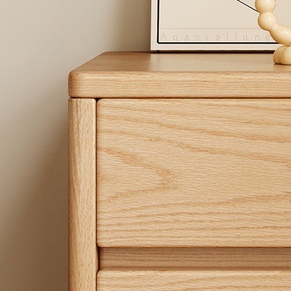 Modern Minimalist Solid Wood Rectangular Nightstand With 2/3 Drawers For Bedroom