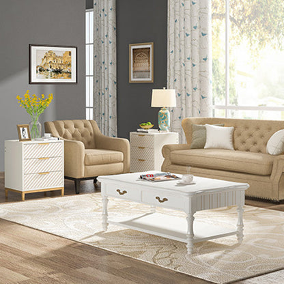 Modern Minimalist Solid Wood Rectangular Nightstand With 3-Drawer For Bedroom