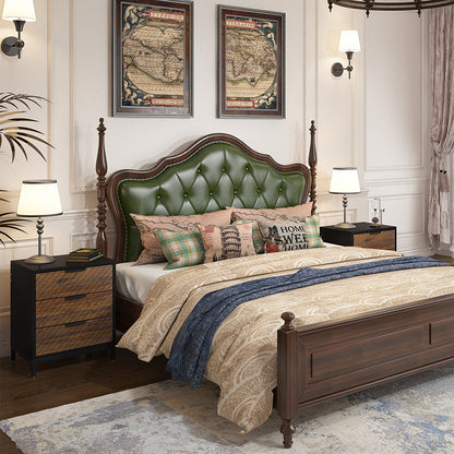 Modern Minimalist Solid Wood Rectangular Nightstand With 3-Drawer For Bedroom