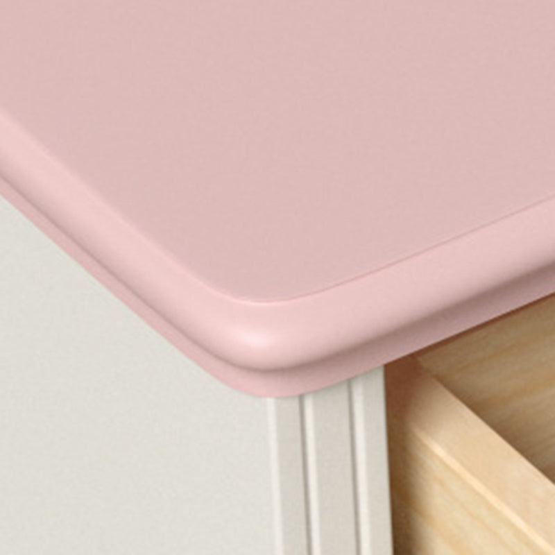 Modern Art Deco Solid Wood Rectangular Nightstand With 2-Drawer For Girls' Bedroom