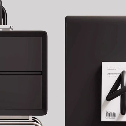 Modern Luxury Pine & Stainless Steel Rectangular Nightstand With 2-Drawer For Bedroom