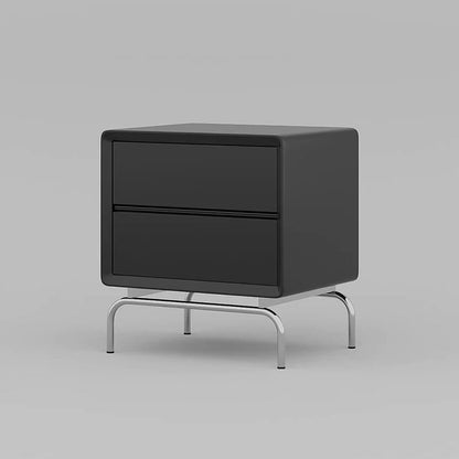 Modern Luxury Pine & Stainless Steel Rectangular Nightstand With 2-Drawer For Bedroom
