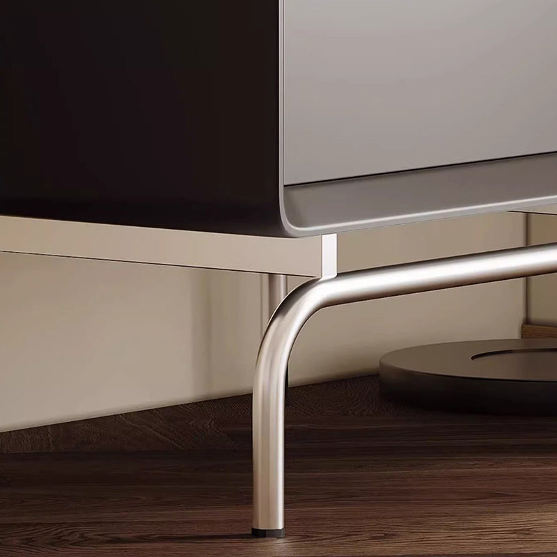 Modern Luxury Pine & Stainless Steel Rectangular Nightstand With 2-Drawer For Bedroom