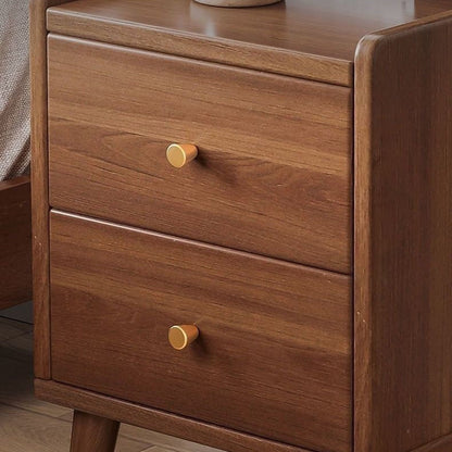 Modern Minimalist High-Density Engineered Wood Rectangular Nightstand 2-Drawer & 2-Tier For Bedroom
