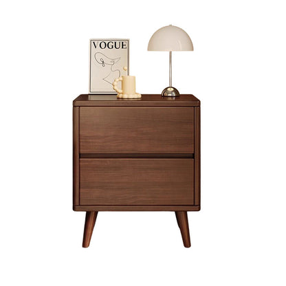 Modern Minimalist Solid Wood Rectangular Nightstand With 2/3 Drawers For Bedroom
