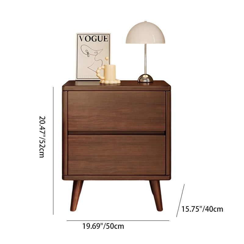 Modern Minimalist Solid Wood Rectangular Nightstand With 2/3 Drawers For Bedroom