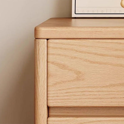 Modern Minimalist Solid Wood Rectangular Nightstand With 2/3 Drawers For Bedroom