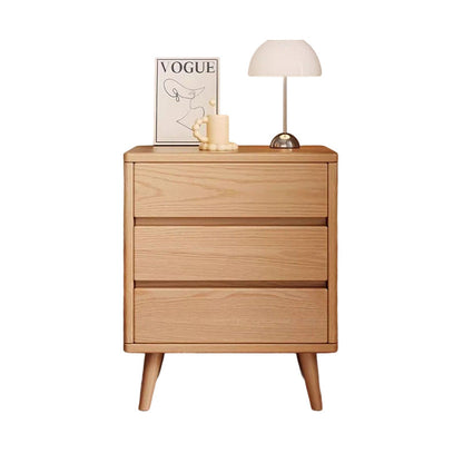 Modern Minimalist Solid Wood Rectangular Nightstand With 2/3 Drawers For Bedroom
