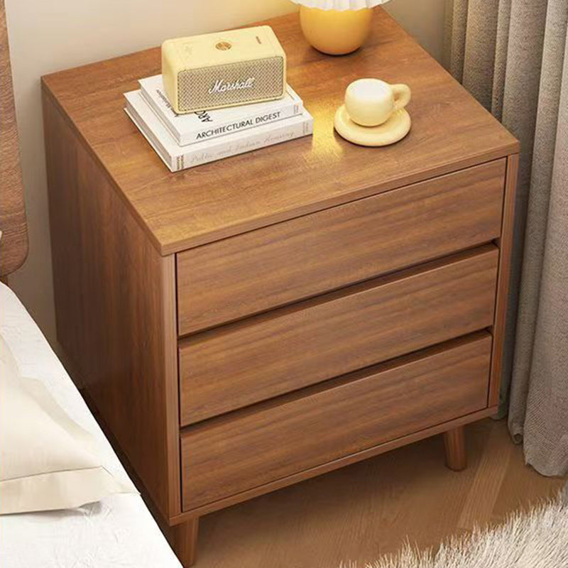 Modern Minimalist Solid Wood Rectangular Nightstand With 2/3 Drawers For Bedroom