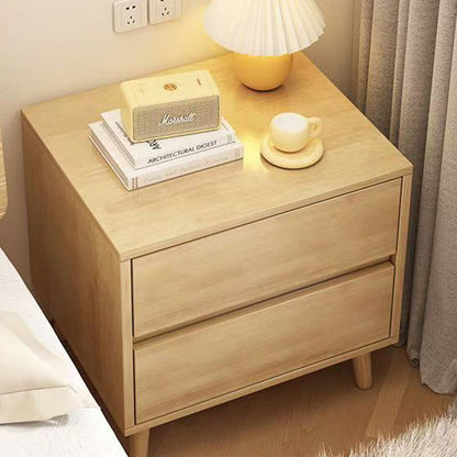 Modern Minimalist Solid Wood Rectangular Nightstand With 2/3 Drawers For Bedroom